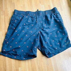 North face men's swim trunks size XL golf theme blue and red